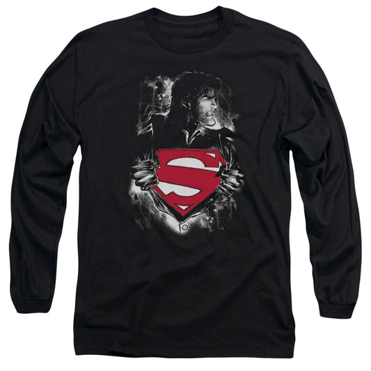 Superman Darkest Hour Mens Long Sleeve Shirt Black Officially Licensed