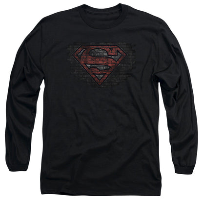 Superman Brick S Mens Long Sleeve Shirt Black Officially Licensed