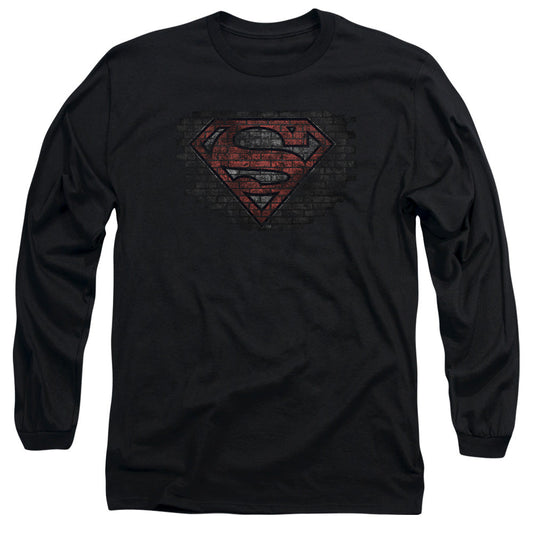 Superman Brick S Mens Long Sleeve Shirt Black Officially Licensed