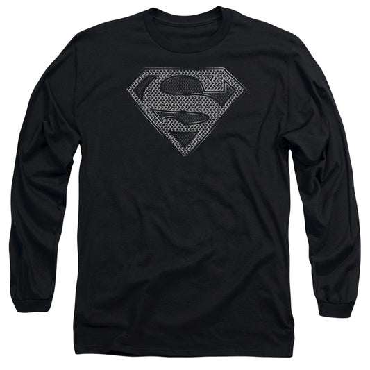 Superman Chainmail Mens Long Sleeve Shirt Black Officially Licensed