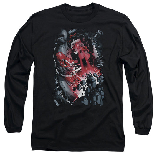 Superman Heat Blast Mens Long Sleeve Shirt Black Officially Licensed
