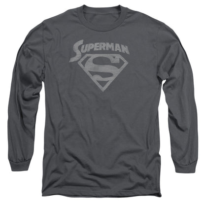 Superman Super Arch Mens Long Sleeve Shirt Charcoal Officially Licensed