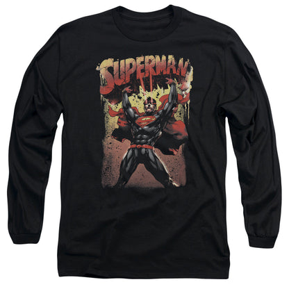 Superman Lift Up Mens Long Sleeve Shirt Black Officially Licensed