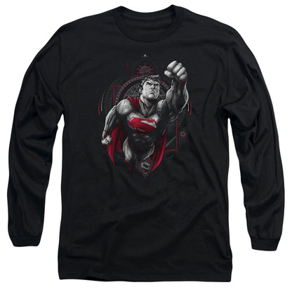 Superman Propaganda Superman Mens Long Sleeve Shirt Black Officially Licensed