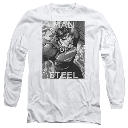 Superman Flight Of Steel Mens Long Sleeve Shirt White Officially Licensed
