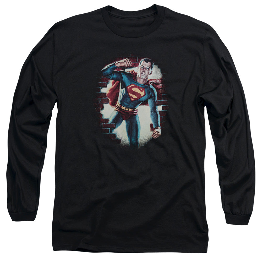 Superman Vintage Steel Mens Long Sleeve Shirt Black Officially Licensed