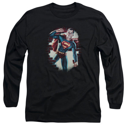 Superman Vintage Steel Mens Long Sleeve Shirt Black Officially Licensed