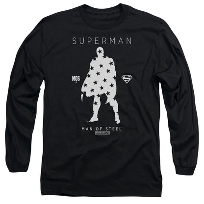 Superman Star Silhouette Mens Long Sleeve Shirt Black Officially Licensed