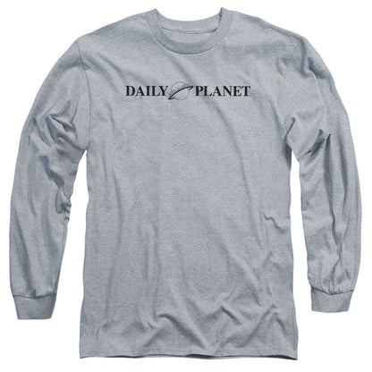 Superman Daily Planet Logo Mens Long Sleeve Shirt Athletic Heather Officially Licensed
