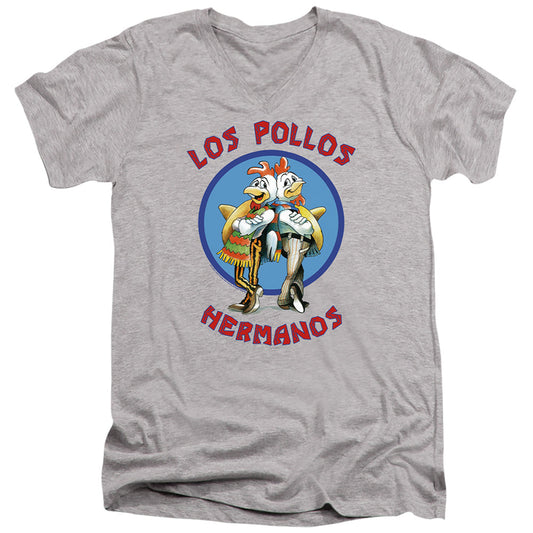 Breaking Bad Los Pollos Hermanos Mens Slim Fit V-Neck T Shirt Athletic Heather Officially Licensed