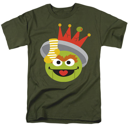 Sesame Street Christmas Nutcracker Oscar The Grouch Mens T Shirt Military Green Officially Licensed