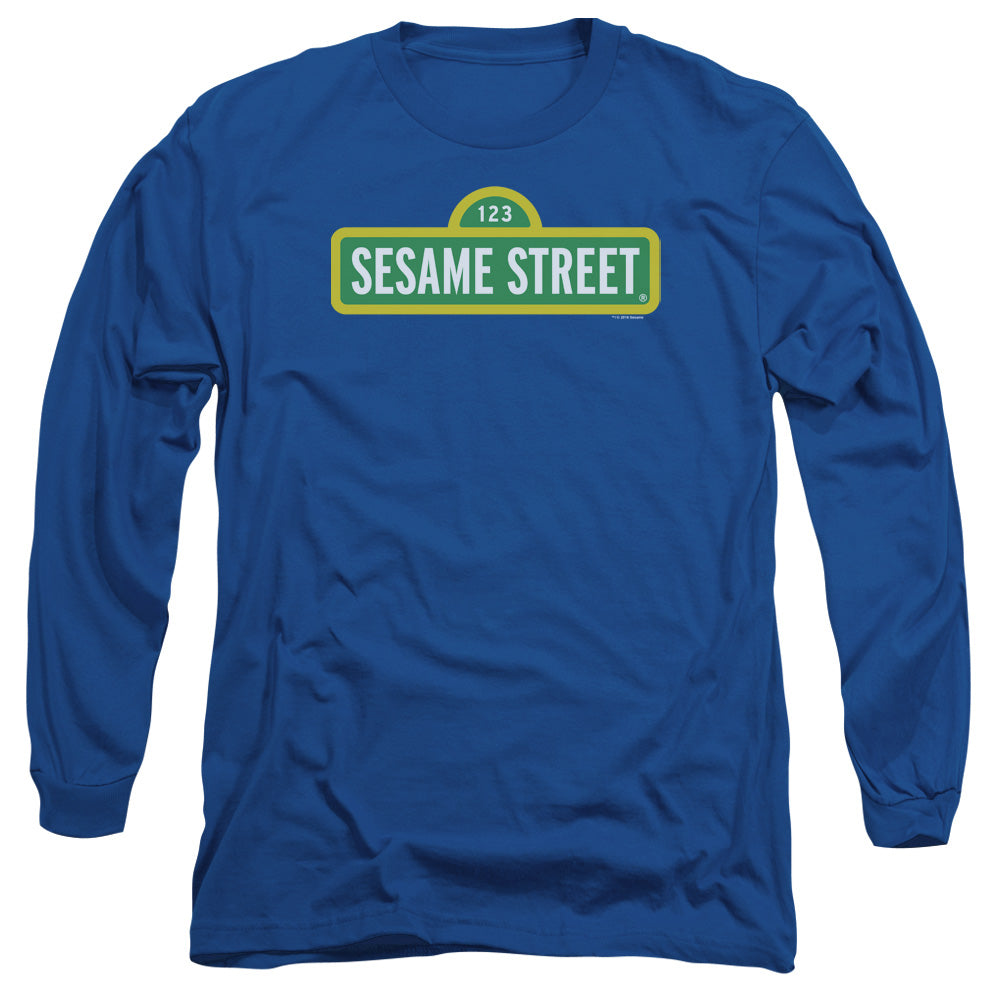 Sesame Street Logo Mens Long Sleeve Shirt Royal Blue Officially Licensed