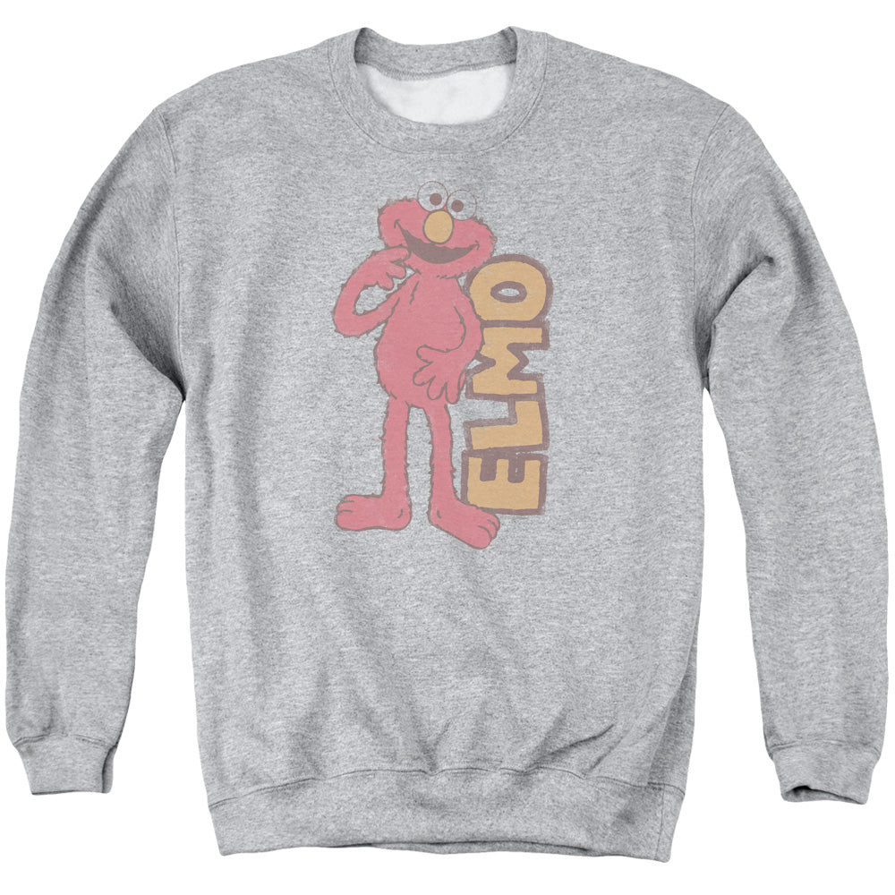 Sesame Street Vintage Elmo Mens Crewneck Sweatshirt Athletic Heather Officially Licensed