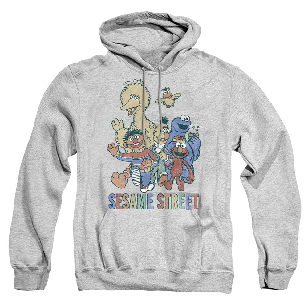 Sesame Street Colorful Group Mens Hoodie Athletic Heather Officially Licensed