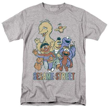 Sesame Street Colorful Group Mens T Shirt Athletic Heather Officially Licensed