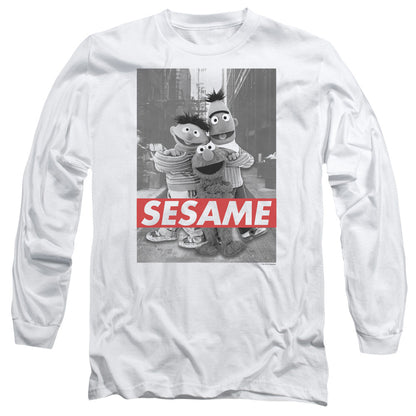 Sesame Street Sesame Mens Long Sleeve Shirt White Officially Licensed