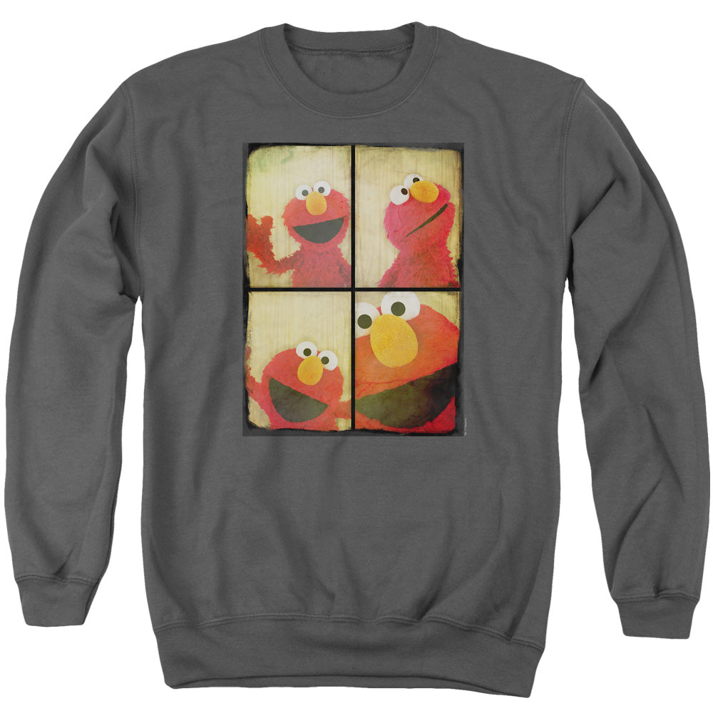 Sesame Street Photo Booth Elmo Mens Crewneck Sweatshirt Charcoal Officially Licensed