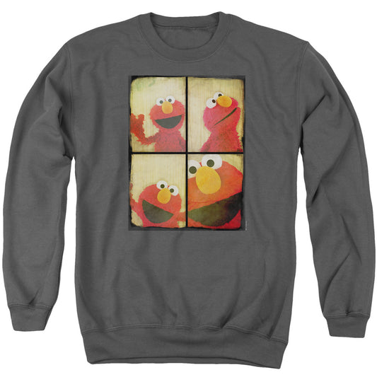Sesame Street Photo Booth Elmo Mens Crewneck Sweatshirt Charcoal Officially Licensed