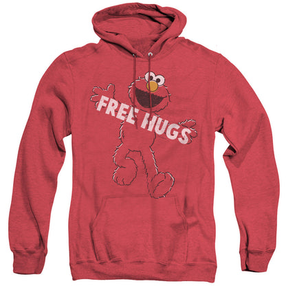 Sesame Street Free Hugs Mens Heather Hoodie Red Officially Licensed
