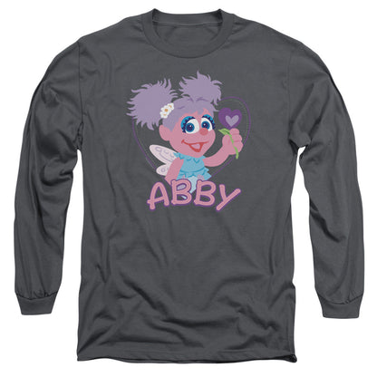 Sesame Street Flat Abby Mens Long Sleeve Shirt Charcoal Officially Licensed