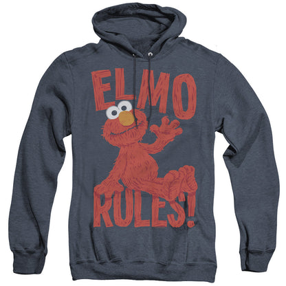 Sesame Street Elmo Rules Mens Heather Hoodie Navy Officially Licensed