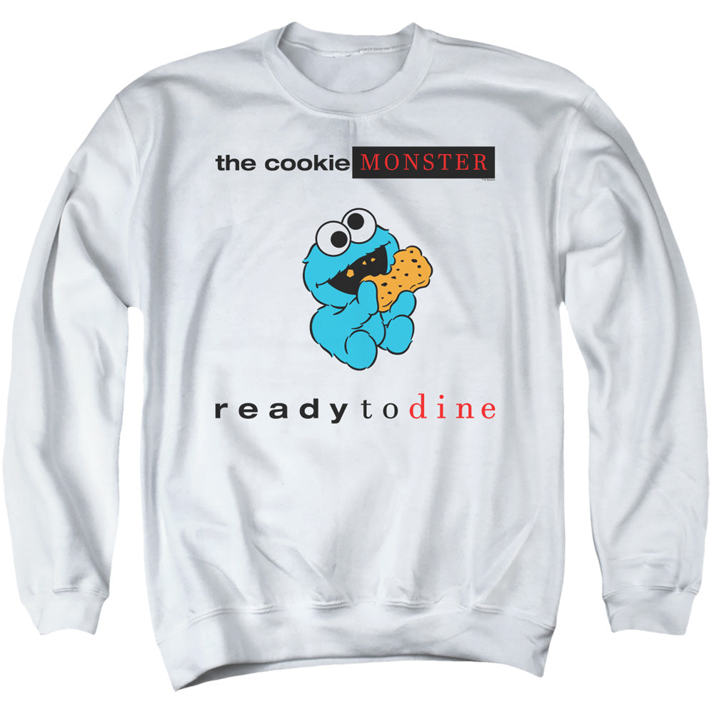 Sesame Street Ready To Dine Mens Crewneck Sweatshirt White Officially Licensed