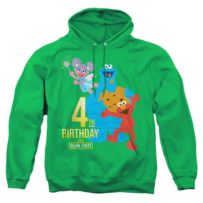 Sesame Street 4Th Birthday Mens Hoodie Kelly Green Officially Licensed