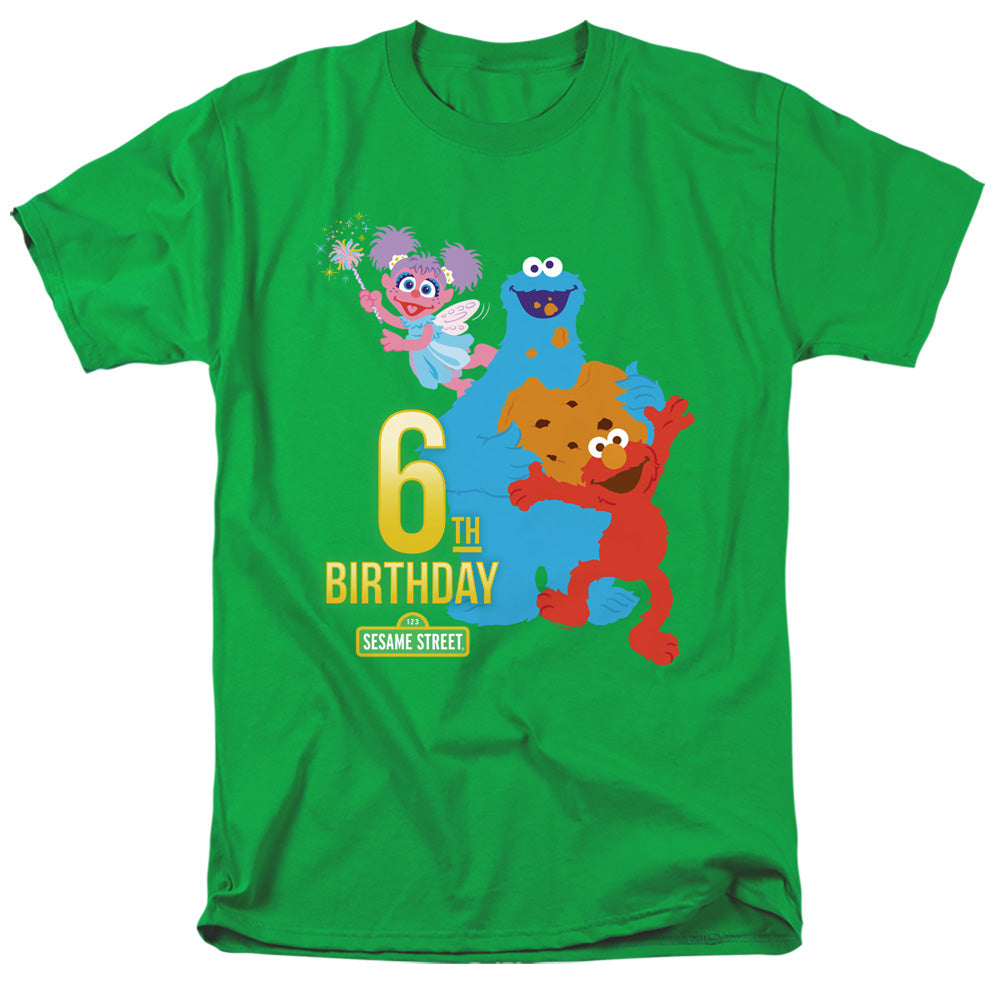 Sesame Street 6Th Birthday Mens T Shirt Kelly Green Officially Licensed