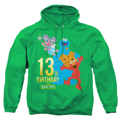 Sesame Street 13Th Birthday Mens Hoodie Kelly Green Officially Licensed