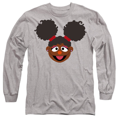Sesame Street Gabrielle Face Mens Long Sleeve Shirt Athletic Heather Officially Licensed