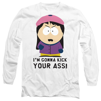 South Park Im Gonna Kick Your Ass Mens Long Sleeve Shirt White Officially Licensed