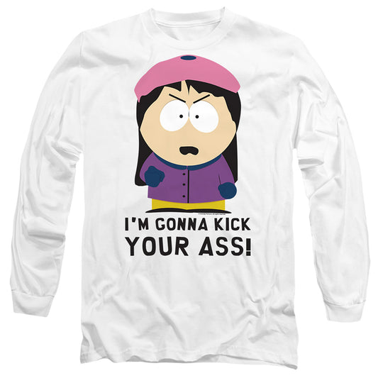 South Park Im Gonna Kick Your Ass Mens Long Sleeve Shirt White Officially Licensed