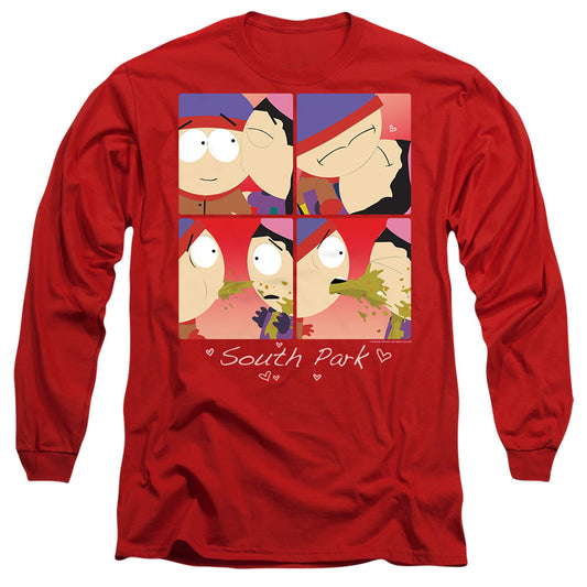 South Park Valentine'S Day Kyle And Wendy Squares Mens Long Sleeve Shirt Red Officially Licensed