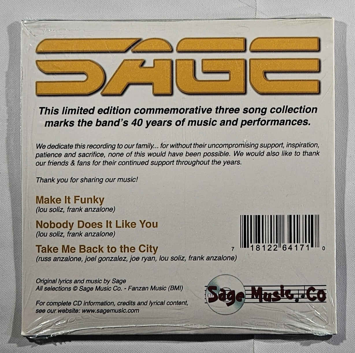 Sage - Outgig Outplay Outlast 40th Anniversary [2009 Sealed] [Used CD]