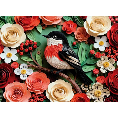 Scarlet Songbird 1000 Piece Jigsaw Puzzle Final Piece