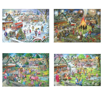 Seasons on the Green Set of 4 500 Piece Jigsaw Puzzles HOP