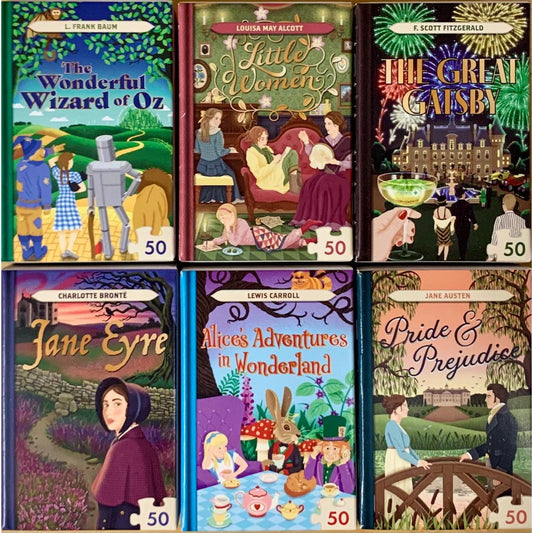 Set of 6 Mini Classic Book Covers 50 Piece Jigsaw Puzzles Professor Puzzle