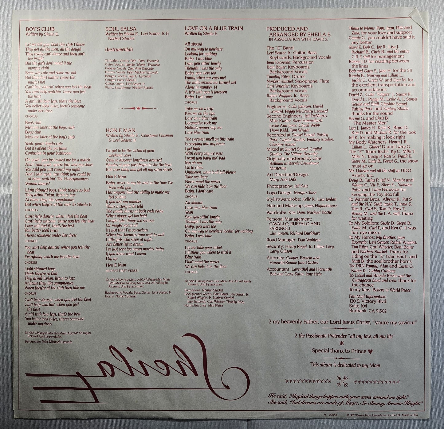 Sheila E. - Sheila E [1987 Used Vinyl Record LP]