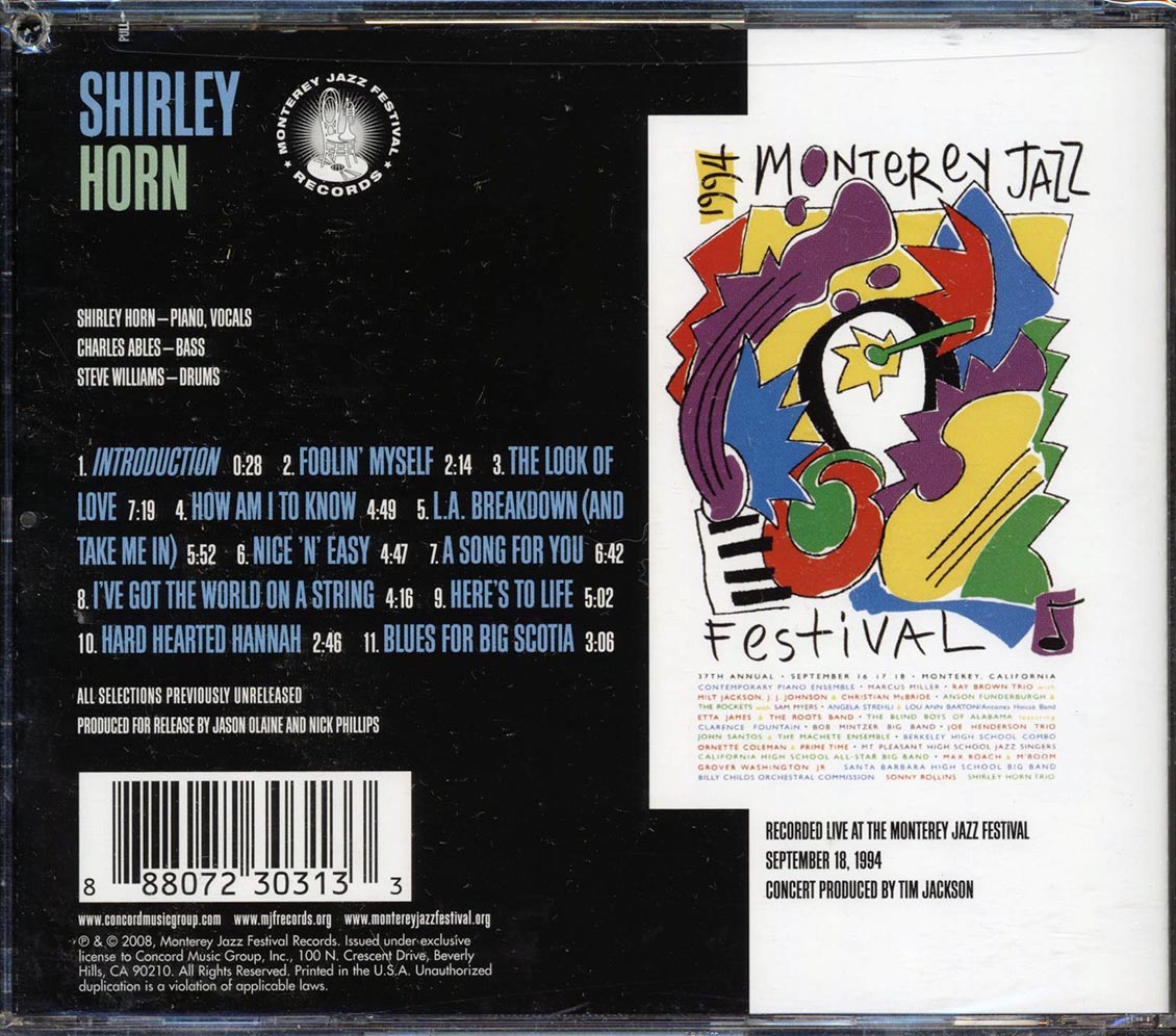 Shirley Horn - Live at The 1994 Monterey Jazz Festival [2008 New CD]