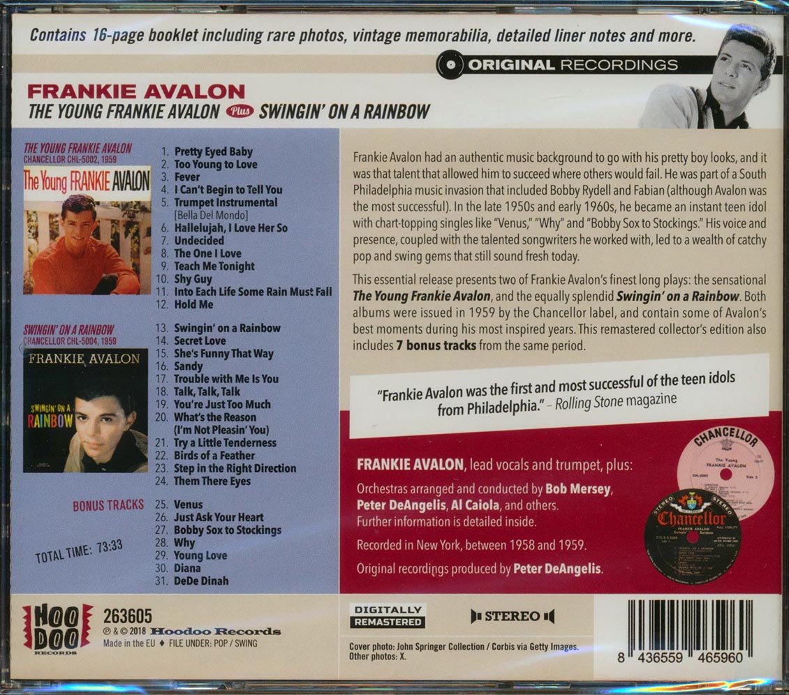 Frankie Avalon - The Young Frankie Avalon + Swingin' On A Rainbow (2 albums on 1 CD) (31 tracks) (incl. 16-page booklet) (remastered) [New CD]