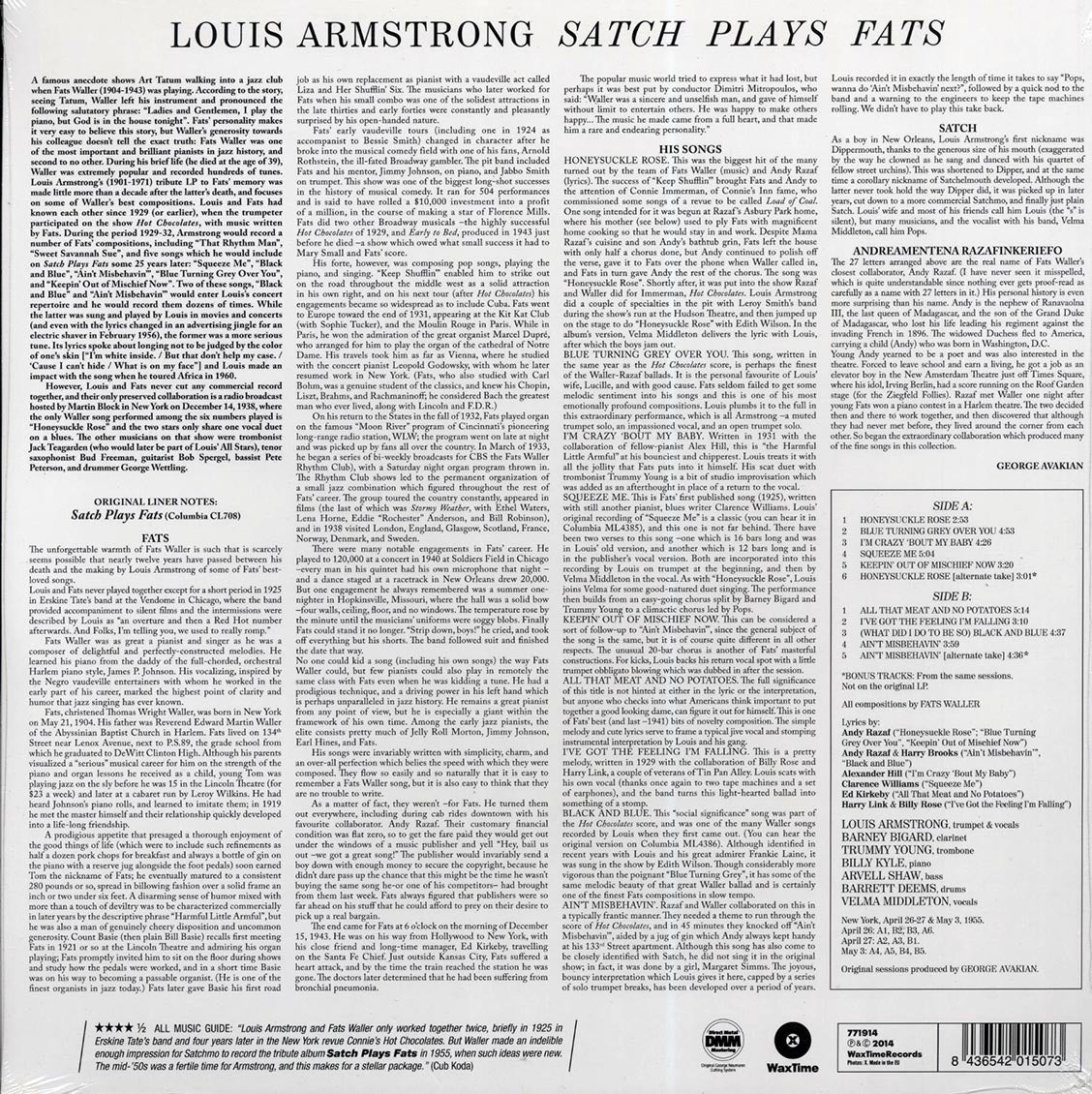 Louis Armstrong - Satch Plays Fats: A Tribute To Fats Waller [New Vinyl Record LP]