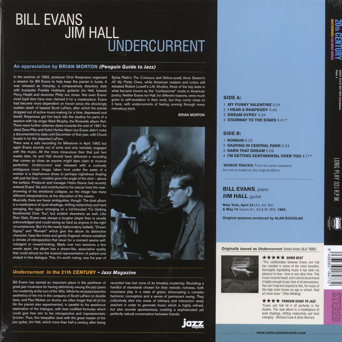 Bill Evans, Jim Hall - Undercurrent (+2 bonus tracks) (ltd. ed.) (180g) (blue vinyl) [New Vinyl Record LP]
