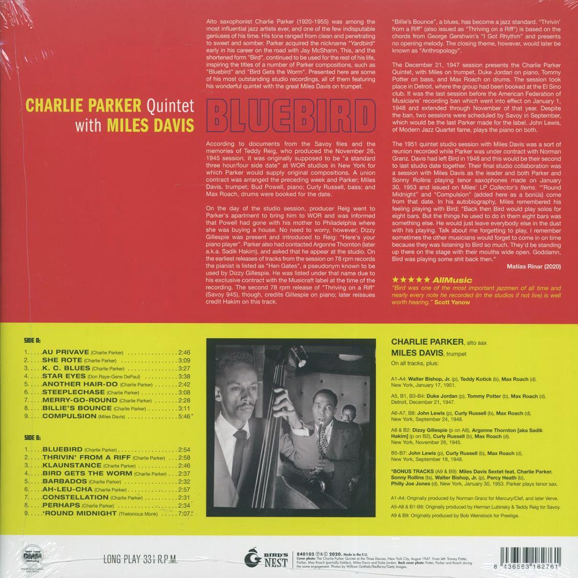 Charlie Parker Quintet, Miles Davis - Bluebird (ltd. ed.) (180g) (blue vinyl) [New Vinyl Record LP]