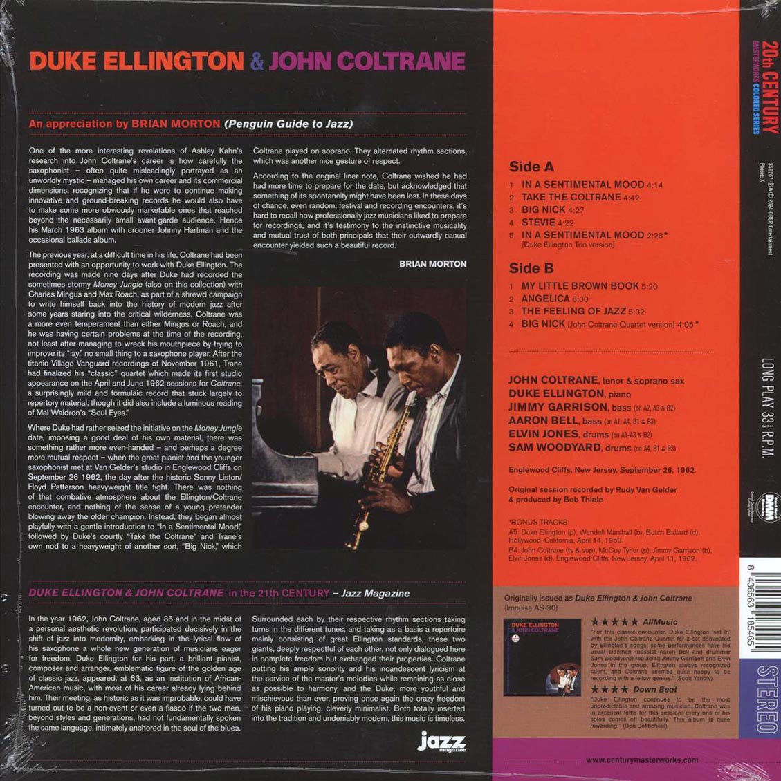 Duke Ellington, John Coltrane - Duke Ellington & John Coltrane (+2 bonus tracks) (ltd. ed.) (180g) (red vinyl) [New Vinyl Record LP]
