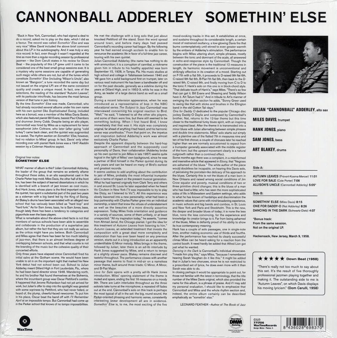 Cannonball Adderley - Somethin' Else (ltd. ed.) (180g) (remastered) [New Vinyl Record LP]