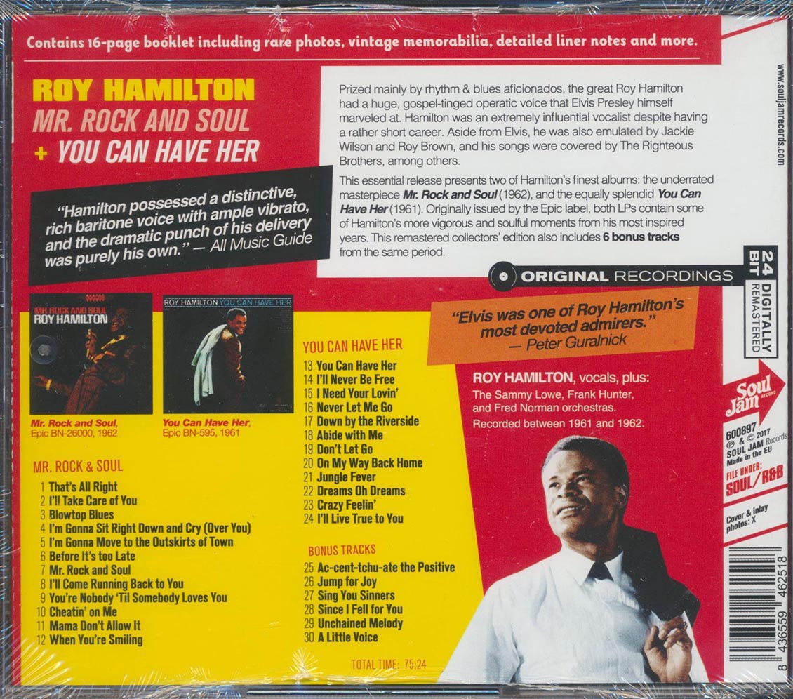 Roy Hamilton - Mr. Rock And Soul + You Can Have Her (2 albums on 1 CD) (30 tracks) (incl. 16-page booklet) (remastered) (24-bit mastering) [New CD]