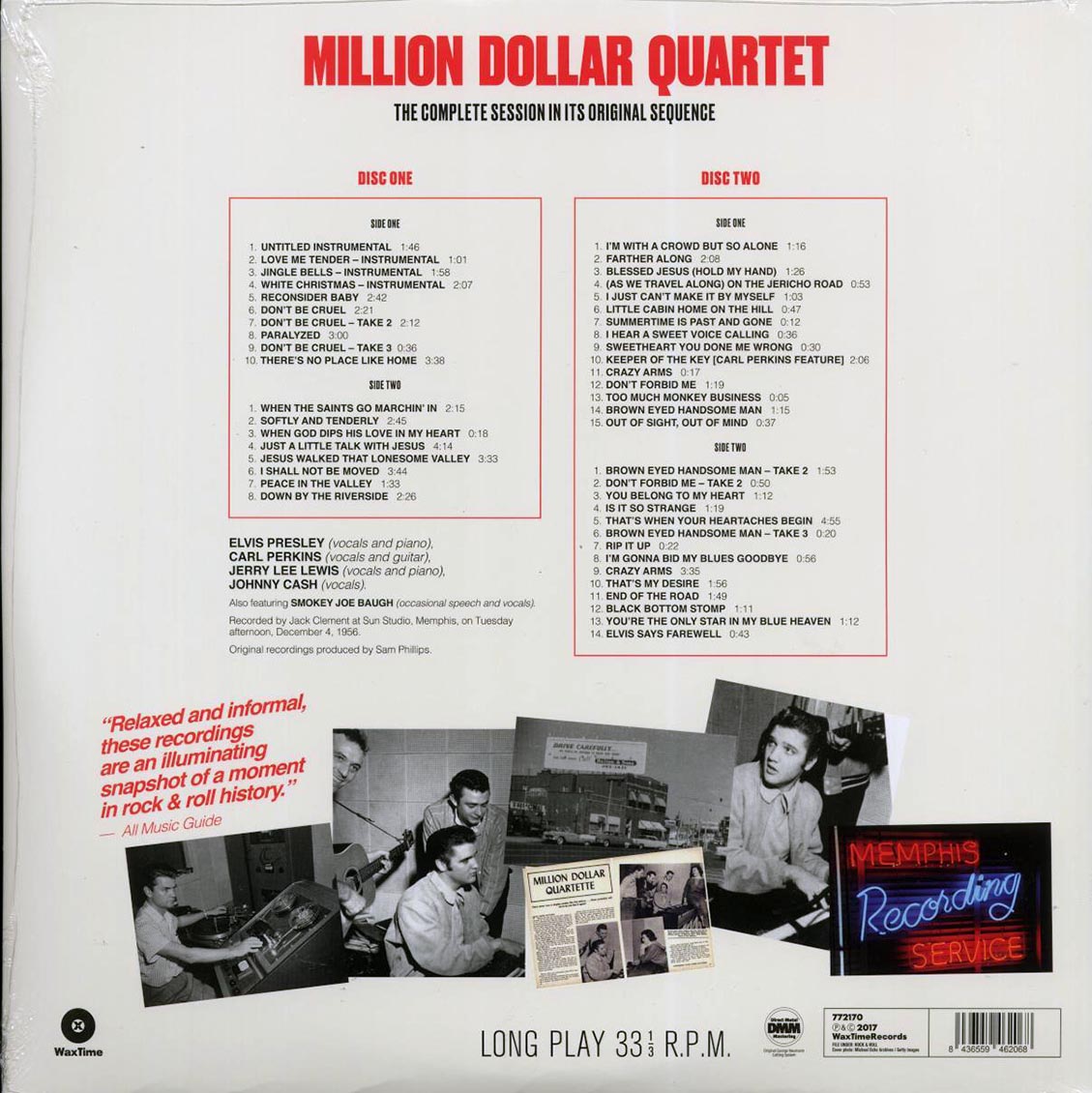 Elvis Presley, Carl Perkins, Jerry Lee Lewis, Johnny Cash - Million Dollar Quartet: The Complete Session In Its Original Sequence (47 tracks) (2xLP) (180g) [New Vinyl Record LP]