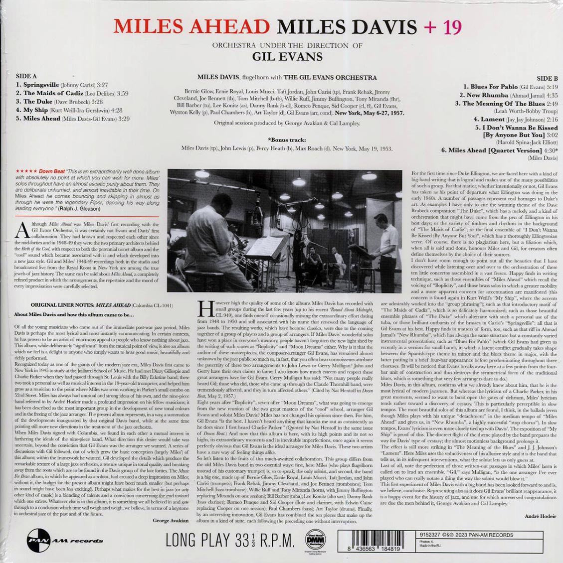 Miles Davis + 19 - Miles Ahead (+bonus track) (ltd. ed.) (180g) (remastered) [New Vinyl Record LP]