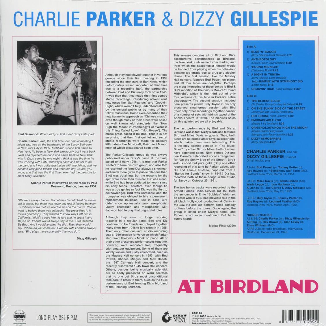 Charlie Parker, Dizzy Gillespie - At Birdland (+2 bonus tracks) (ltd. ed.) (180g) (orange vinyl) [New Vinyl Record LP]