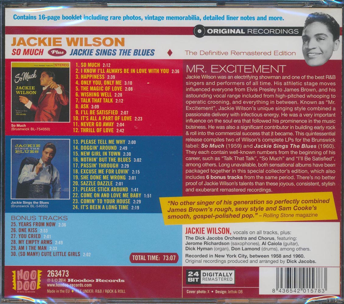 Jackie Wilson - So Much + Jackie Sings The Blues [New CD]